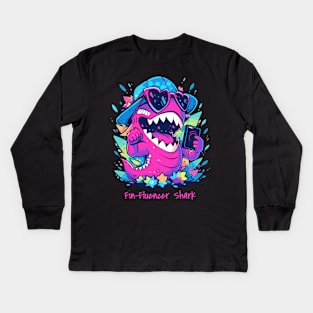 The Fin-Fluencer | A Shark T-Shirt Kids Long Sleeve T-Shirt